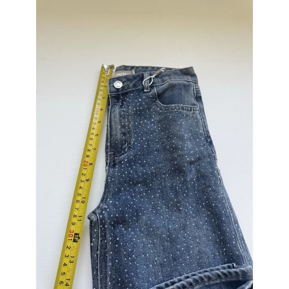 Tractr Girls Size 2 Wide Leg Jeans Blue Rhinestone Studded Denim Pants